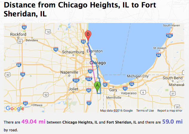Ft. Sheridan to Chicago Heights